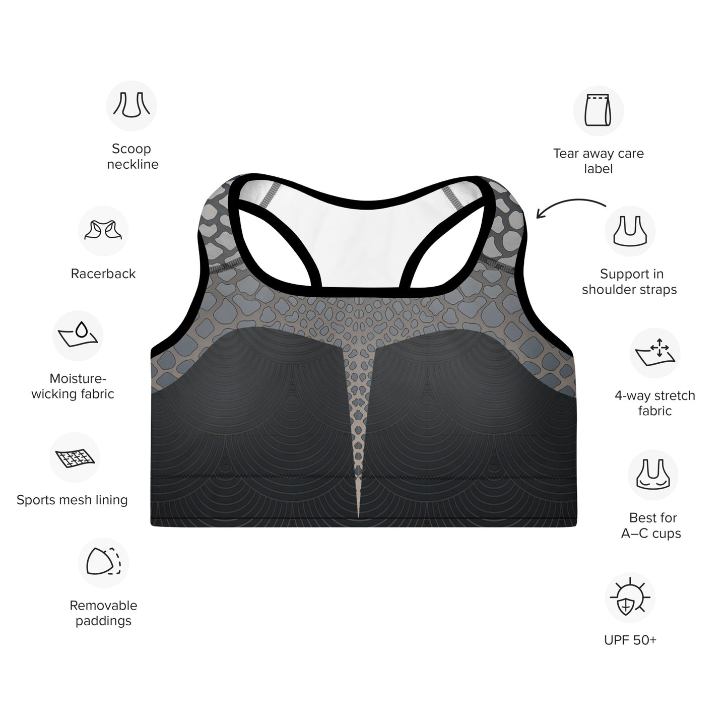 matching Set Cloud/Mermaid High Waisted Leggings & Padded Sports Bra Front Specs