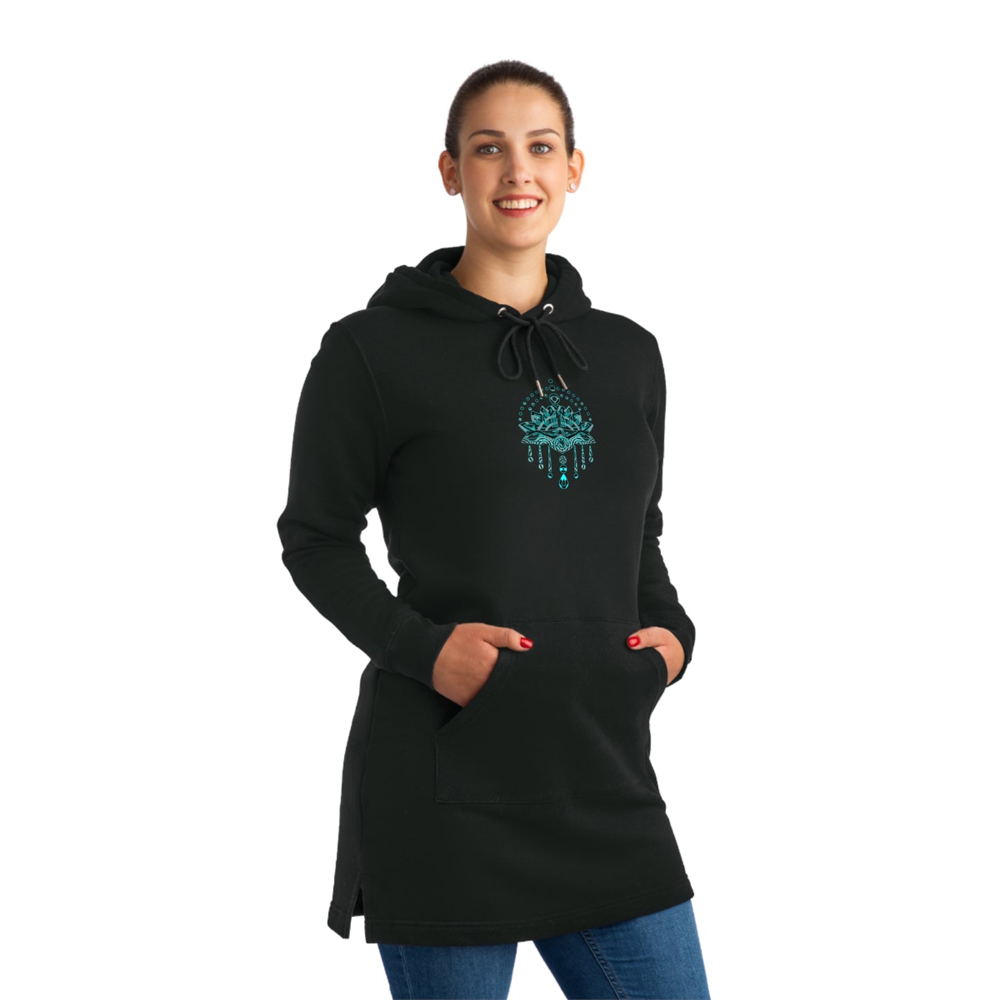 Ladies Eco-Enviro-Friendly & Ethically Sourced Hoodie Dress Ebony