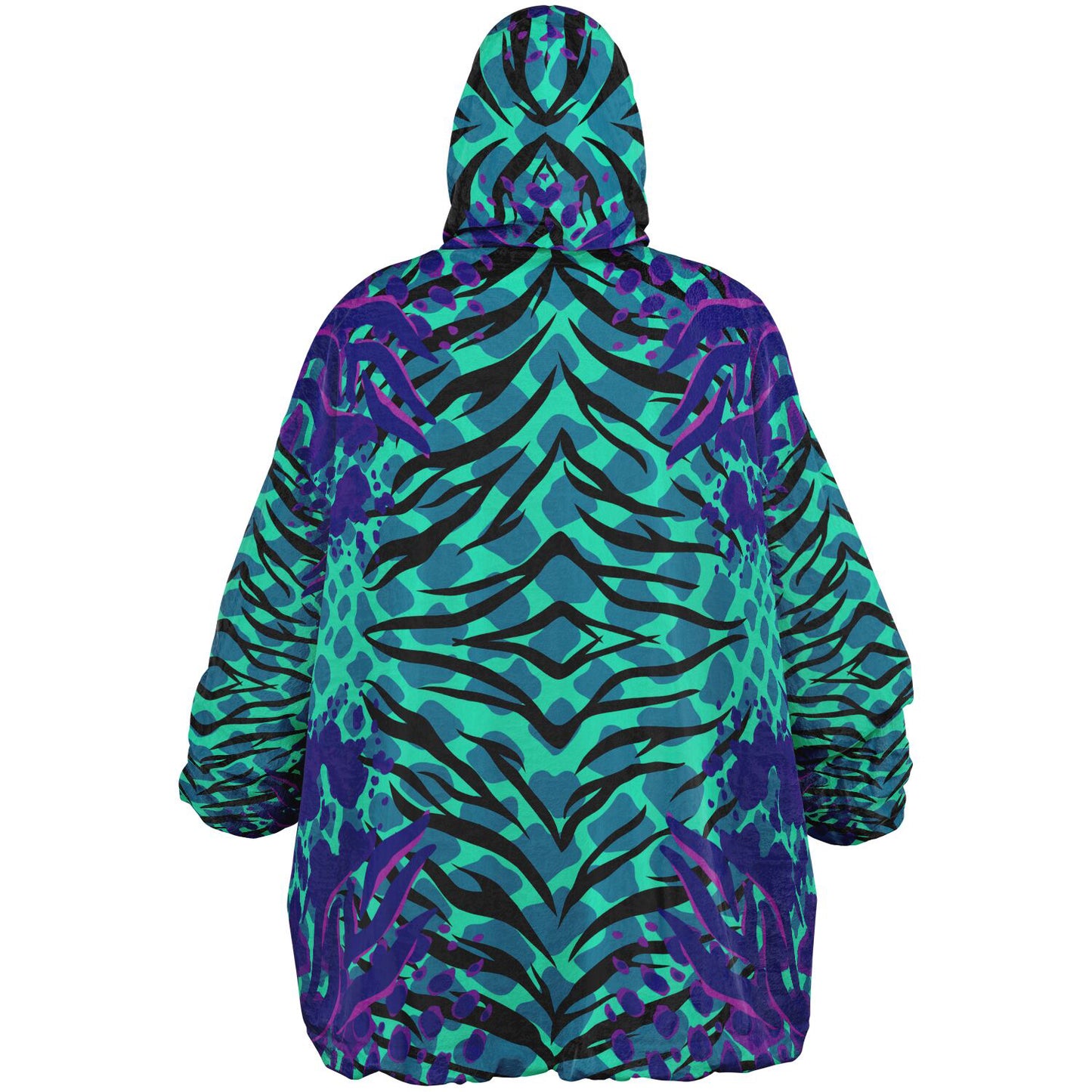 Reversible Snug Hoodie-Oodie Leopard & Tiger Print with Colour one side & Black/White other side-ghost-back