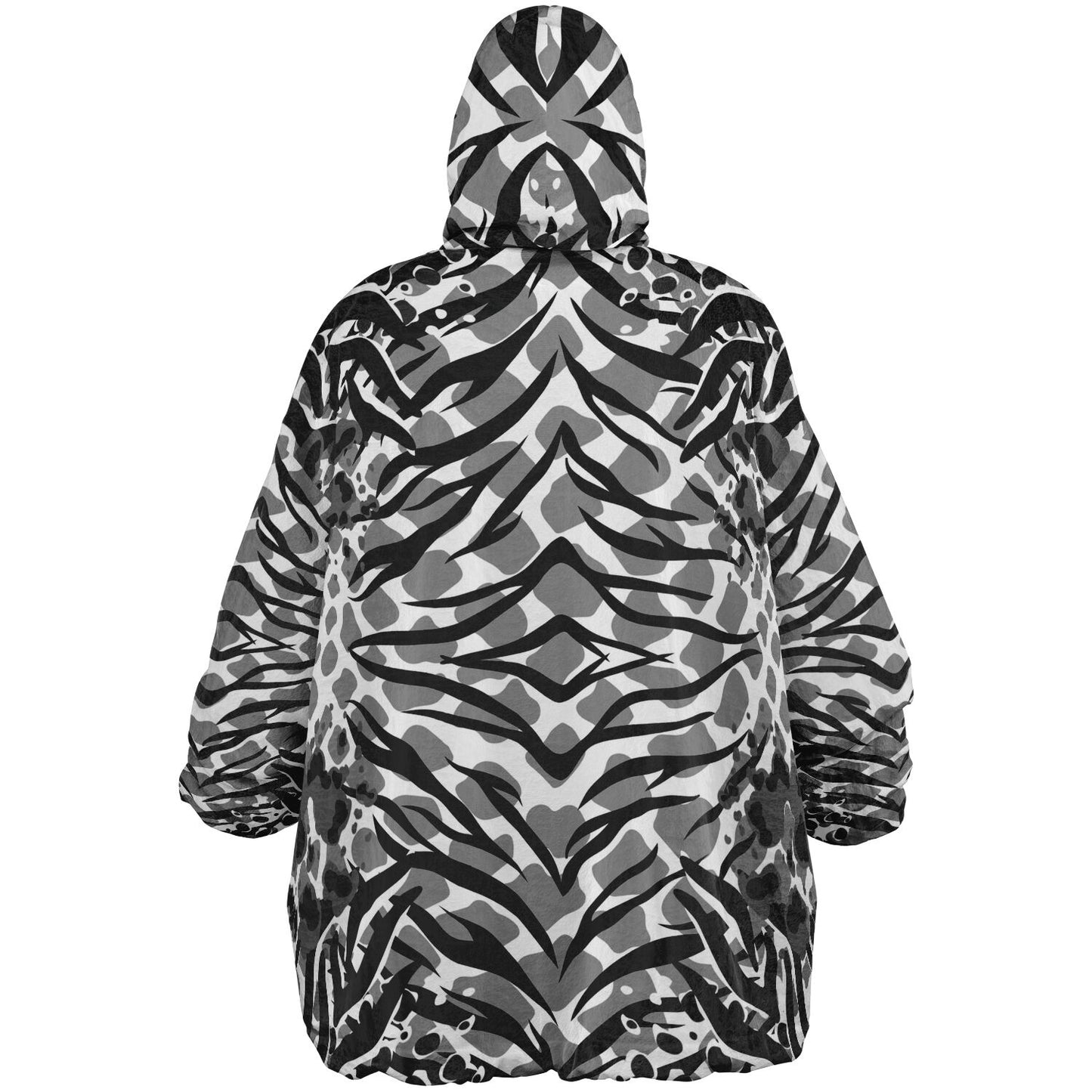 Reversible Snug Hoodie-Oodie Leopard & Tiger Print with Colour one side & Black/White other side-ghost backR