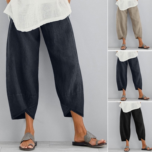 Summer stylish and comfortable cotton women's trousers, soft loose and breathable 