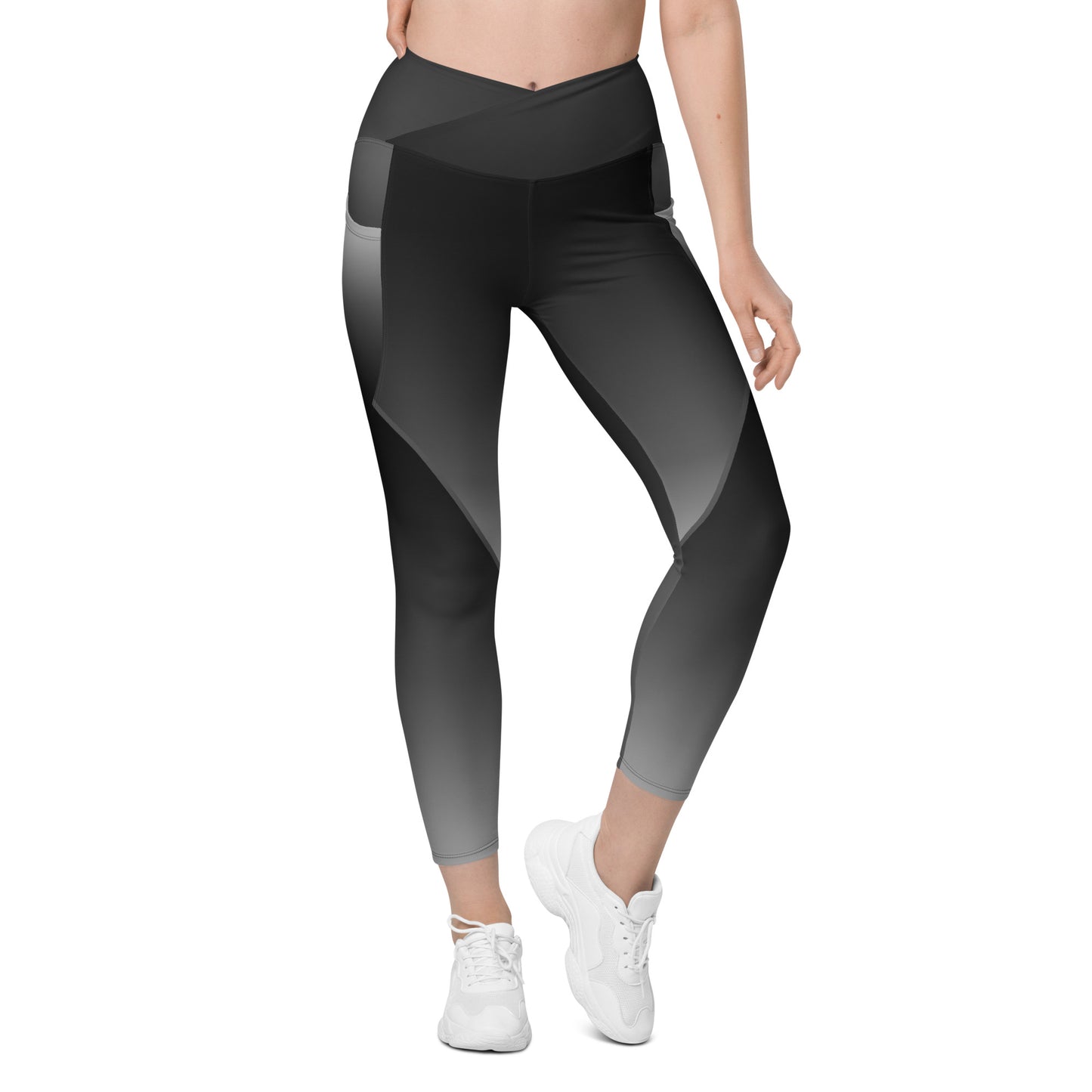 Gillian Grace Recycled Crossover Leggings with Pockets Charcoal