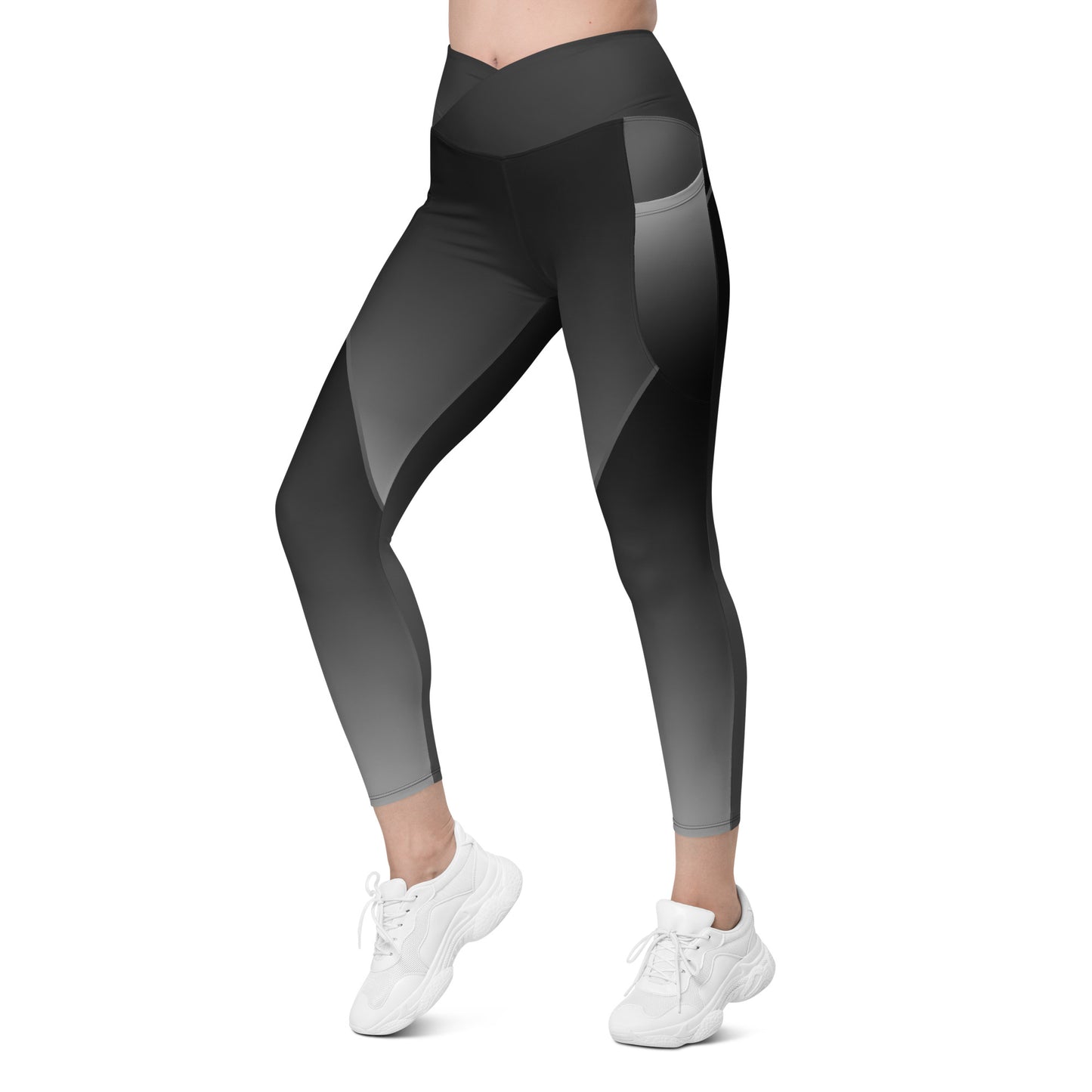 Gillian Grace Recycled Crossover Leggings with Pockets Charcoal