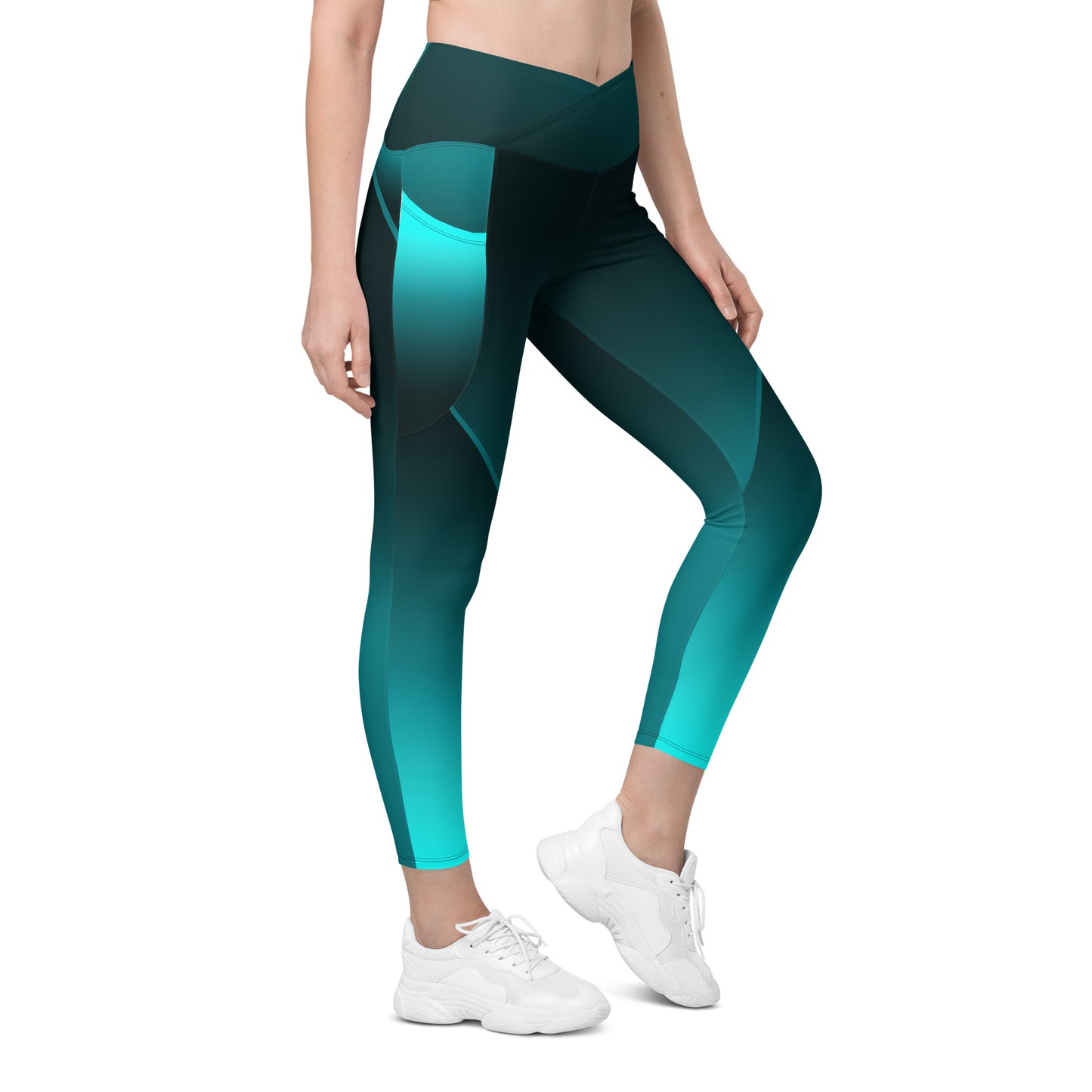 Gillian Grace Recycled Crossover Leggings with Pockets Emerald Forrest