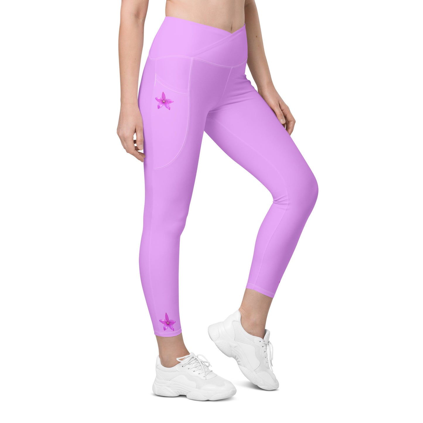 Gillian Grace Recycled Crossover Leggings with Pockets Pink Enamel Orchid