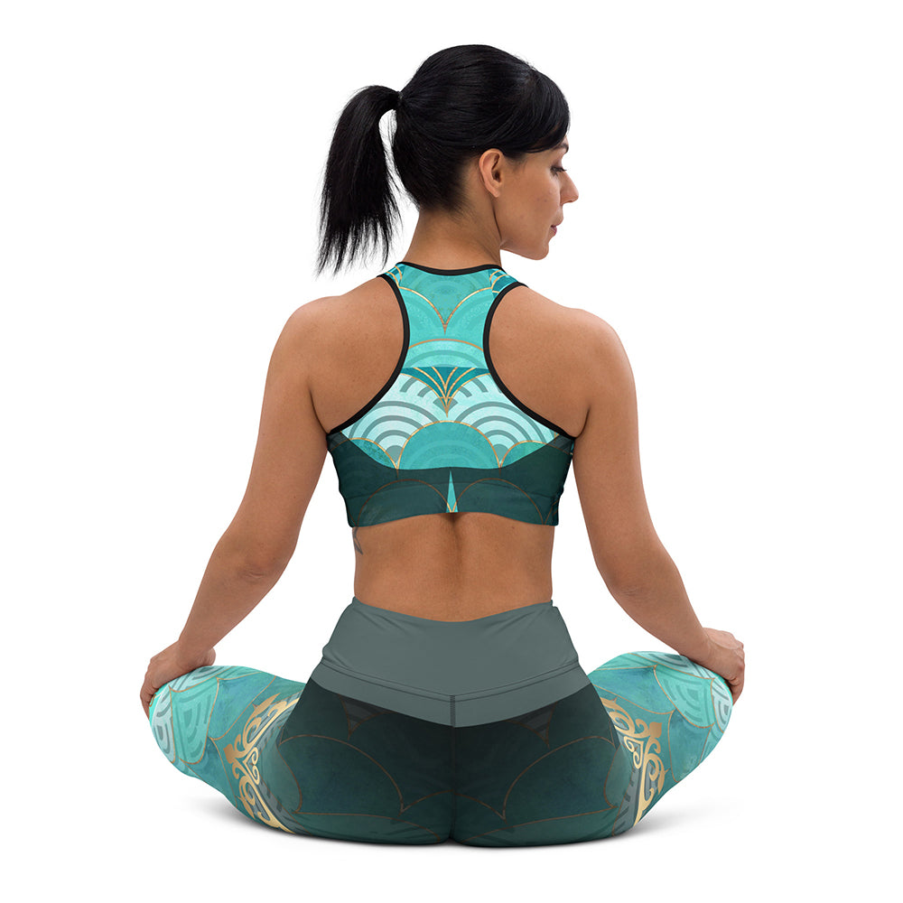 Matching Set Asia High Waisted Leggings Sports Bra Sitting Back