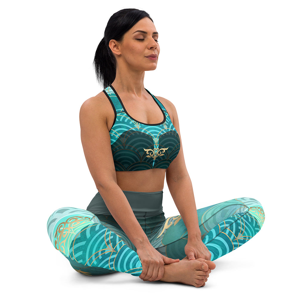 Matching Set Asia High Waisted Leggings Sports Bra Sitting Front