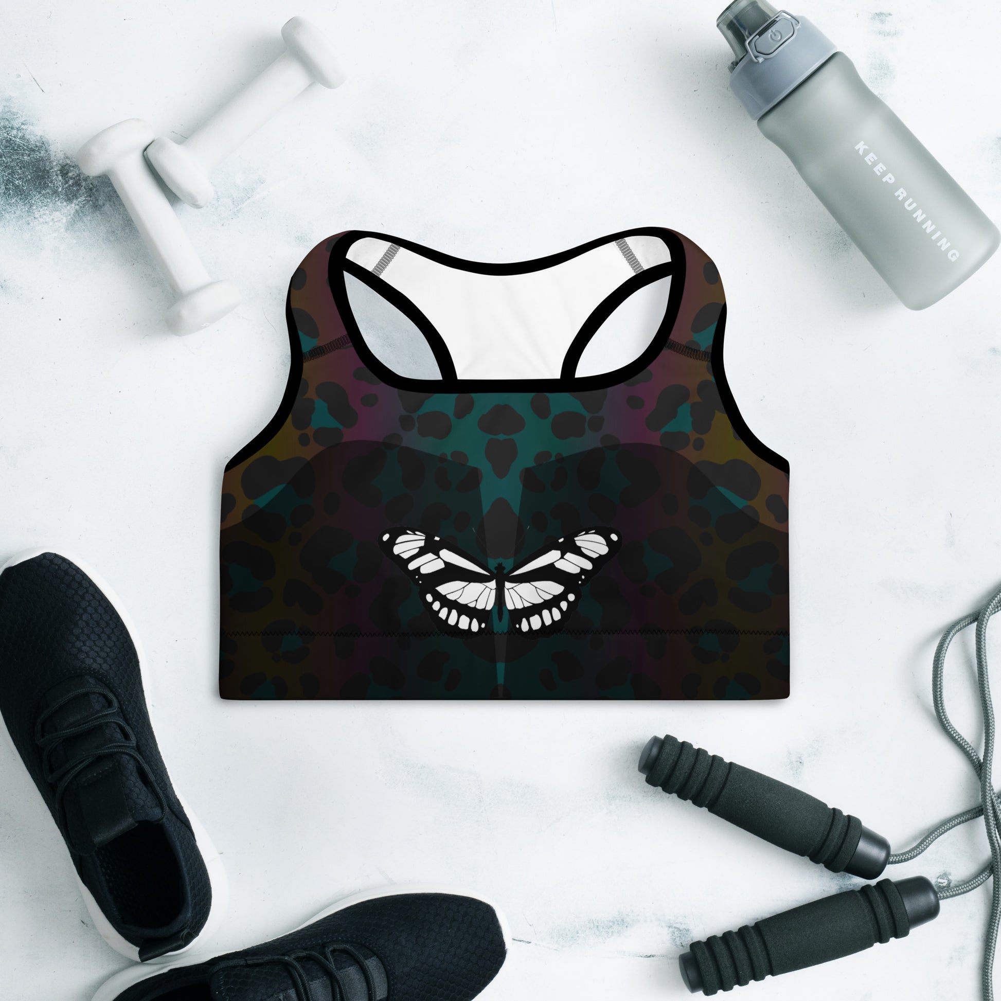 Dark Butterfly Padded Sports Bra – Zara Rebel Designs