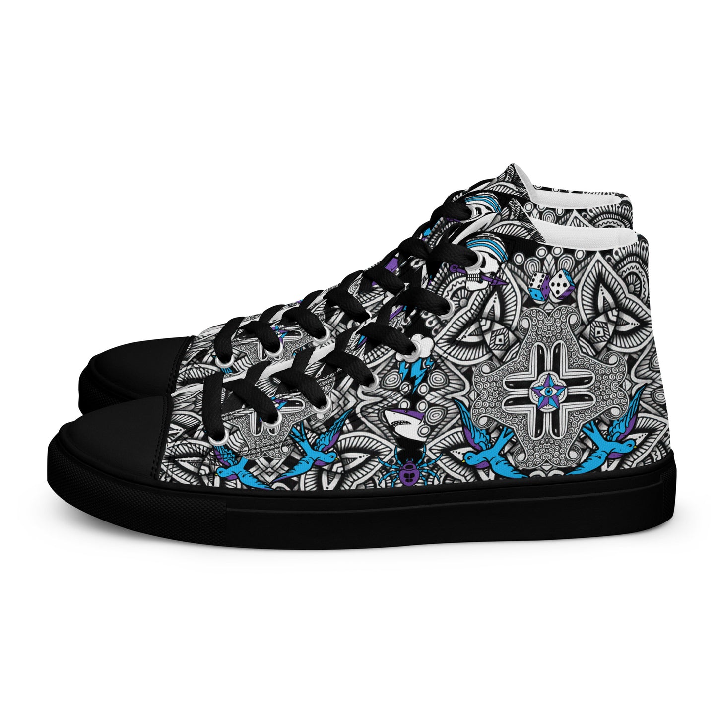 Mens High Top Canvas Shoes Tribal Punk