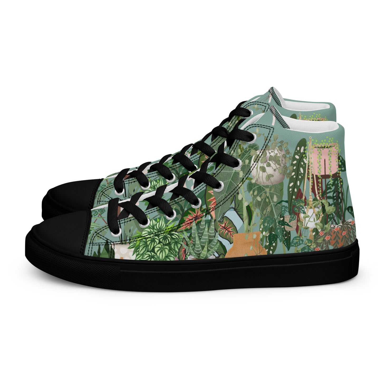 Mens High Top Canvas Shoes House Plant Lover