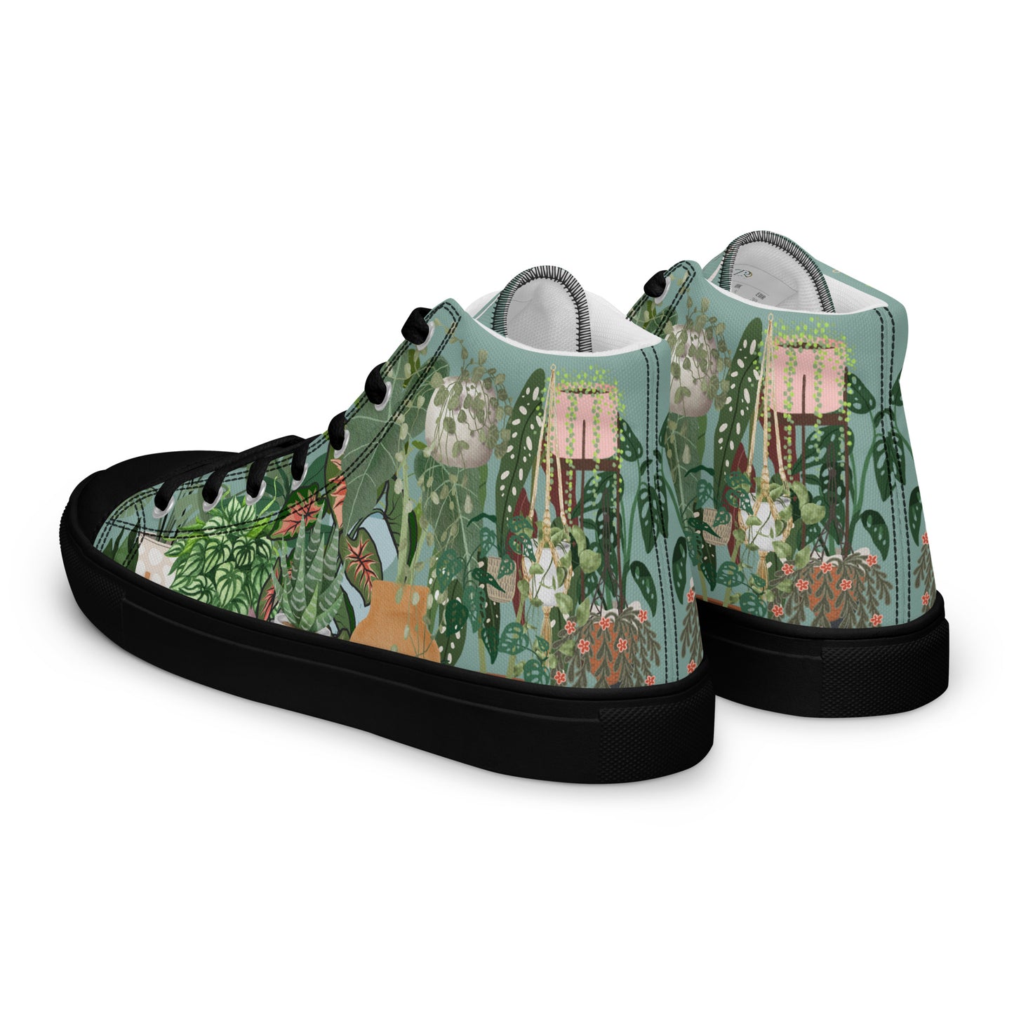 Mens High Top Canvas Shoes House Plant Lover