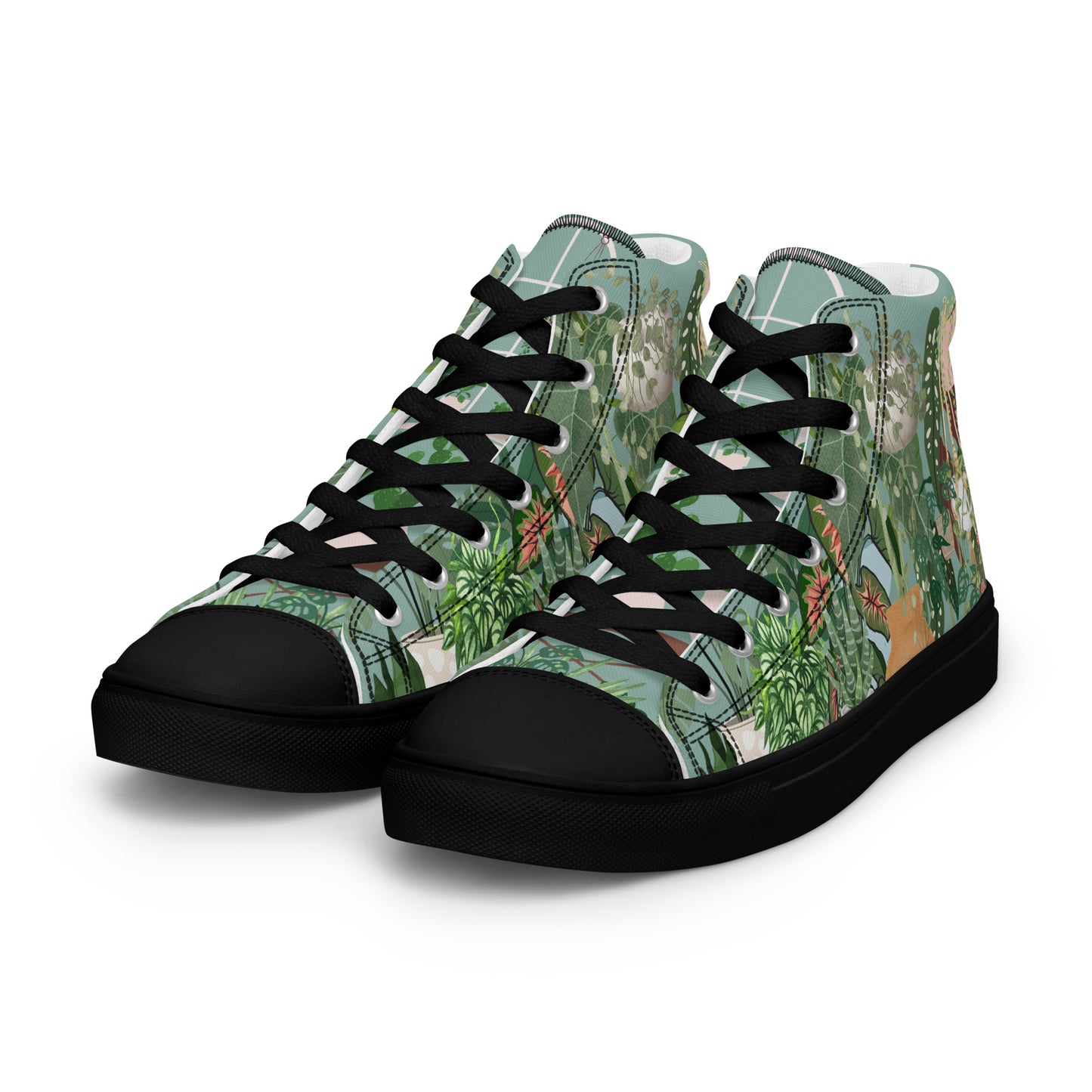 Mens High Top Canvas Shoes House Plant Lover