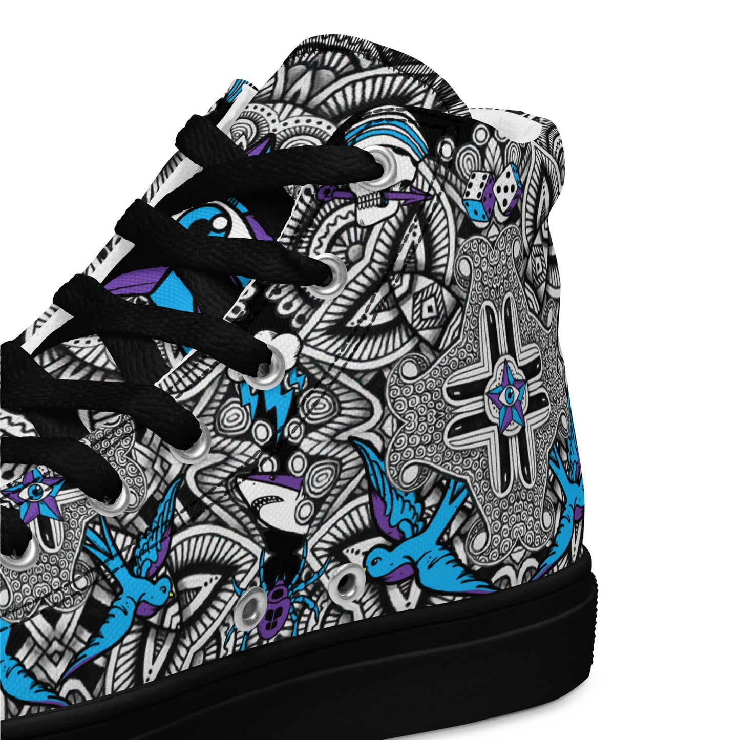 Mens High Top Canvas Shoes Tribal Punk