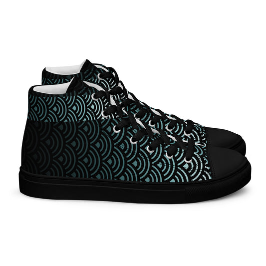 Mens High Top Canvas Shoes Japanese Waves River