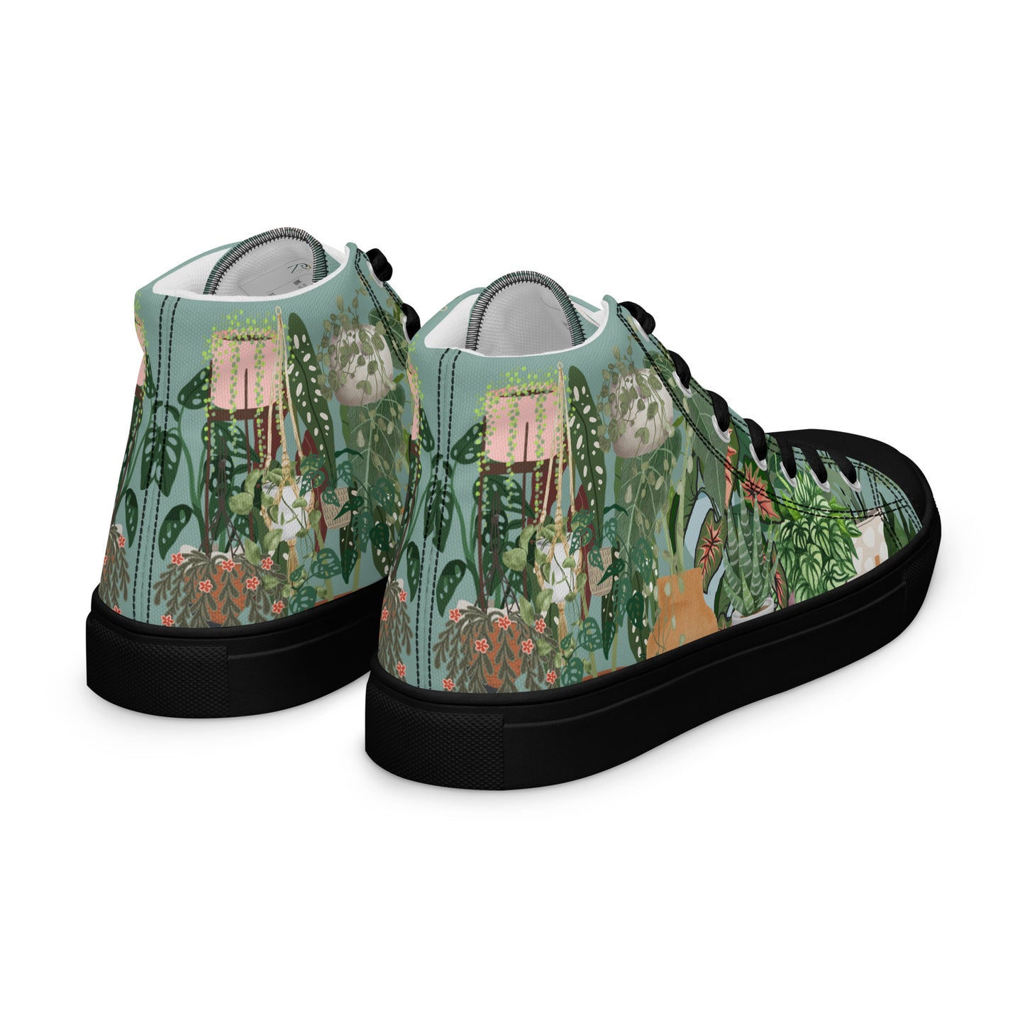 Mens High Top Canvas Shoes House Plant Lover