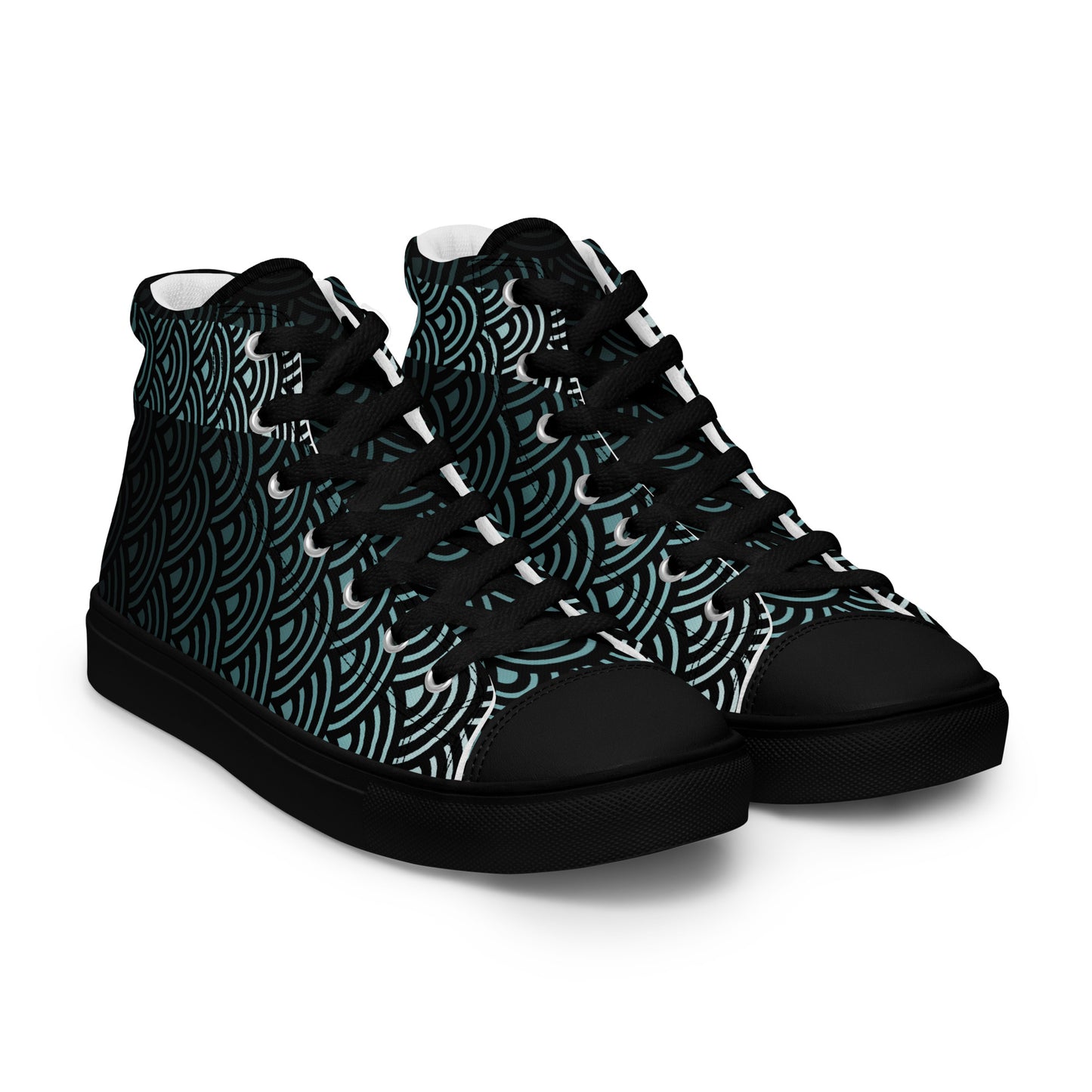 Mens High Top Canvas Shoes Japanese Waves River