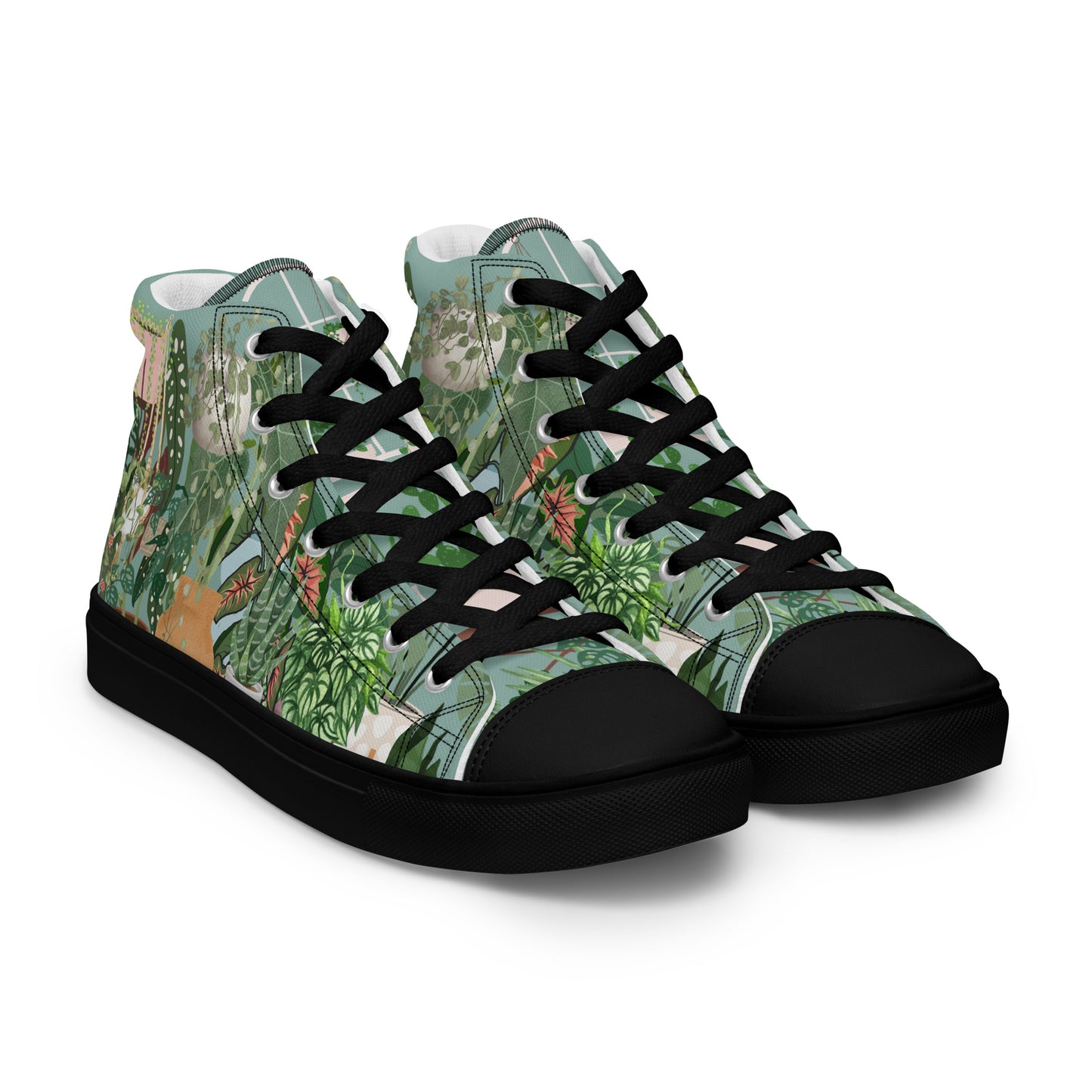 Mens High Top Canvas Shoes House Plant Lover