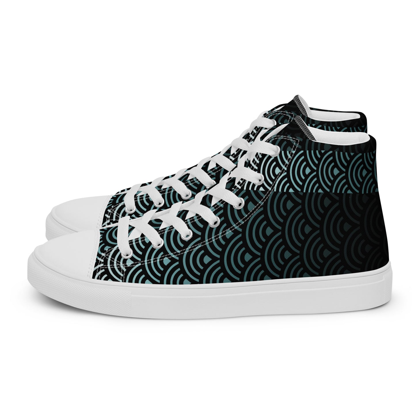 Mens High Top Canvas Shoes Japanese Waves River