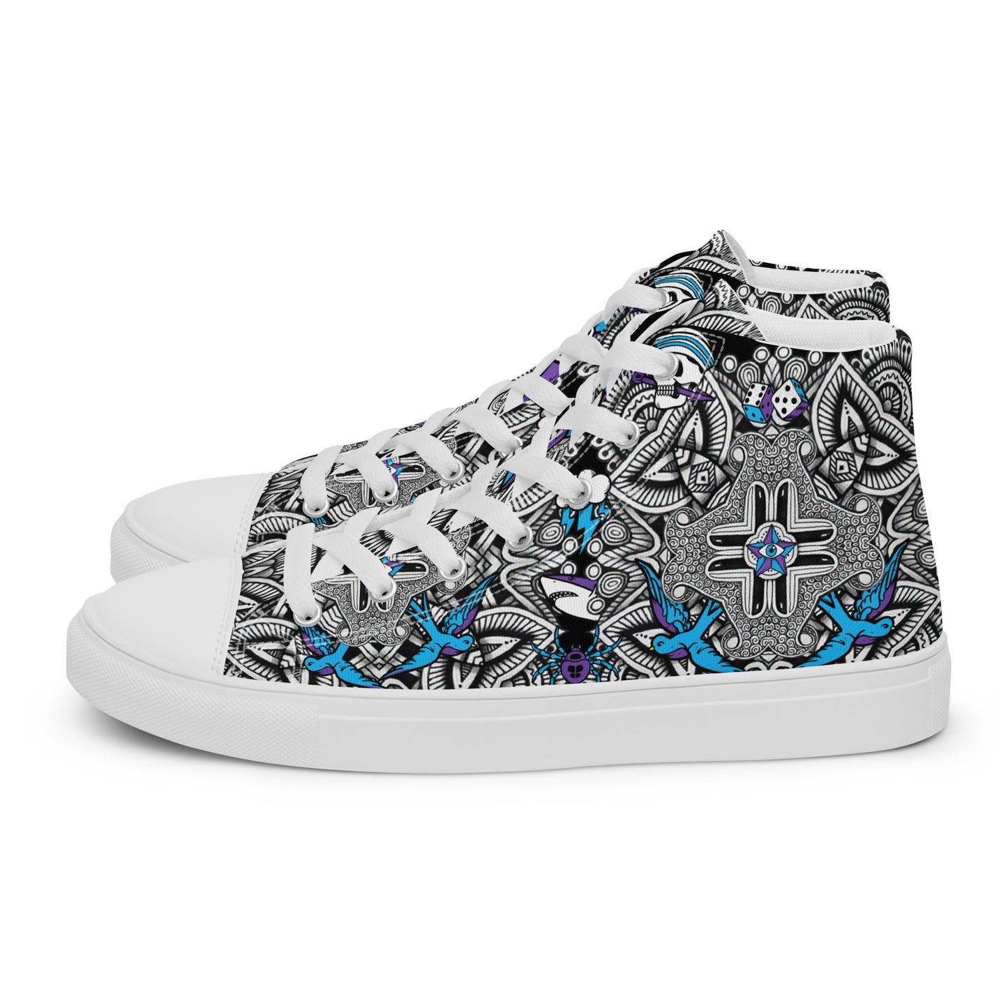 Mens High Top Canvas Shoes Tribal Punk