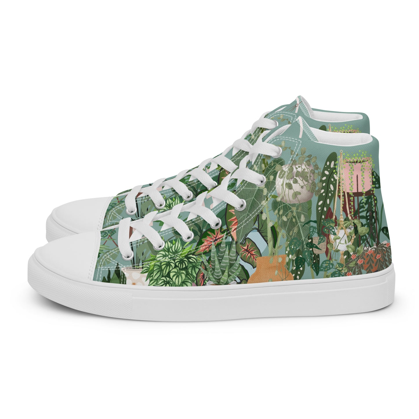 Mens High Top Canvas Shoes House Plant Lover