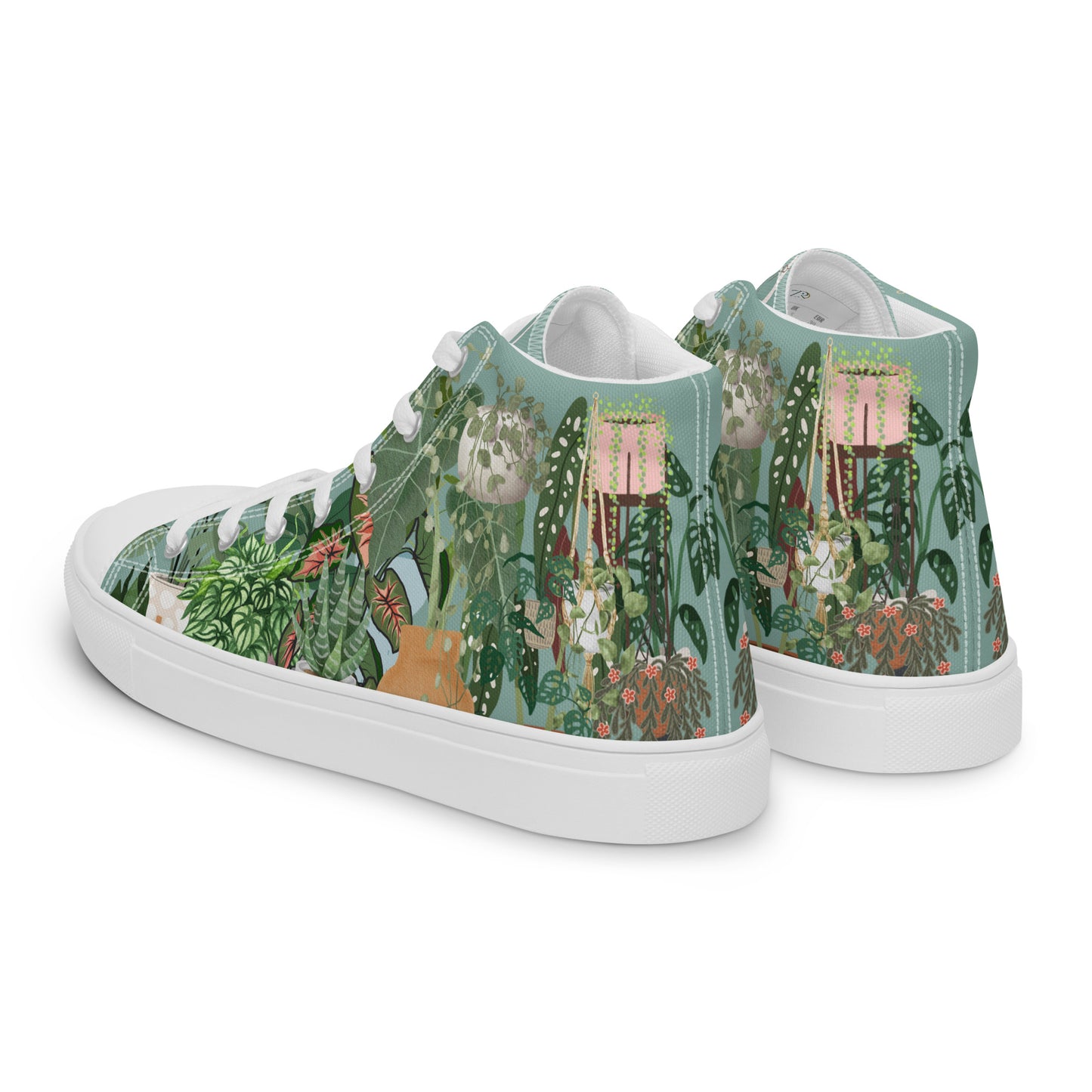 Mens High Top Canvas Shoes House Plant Lover