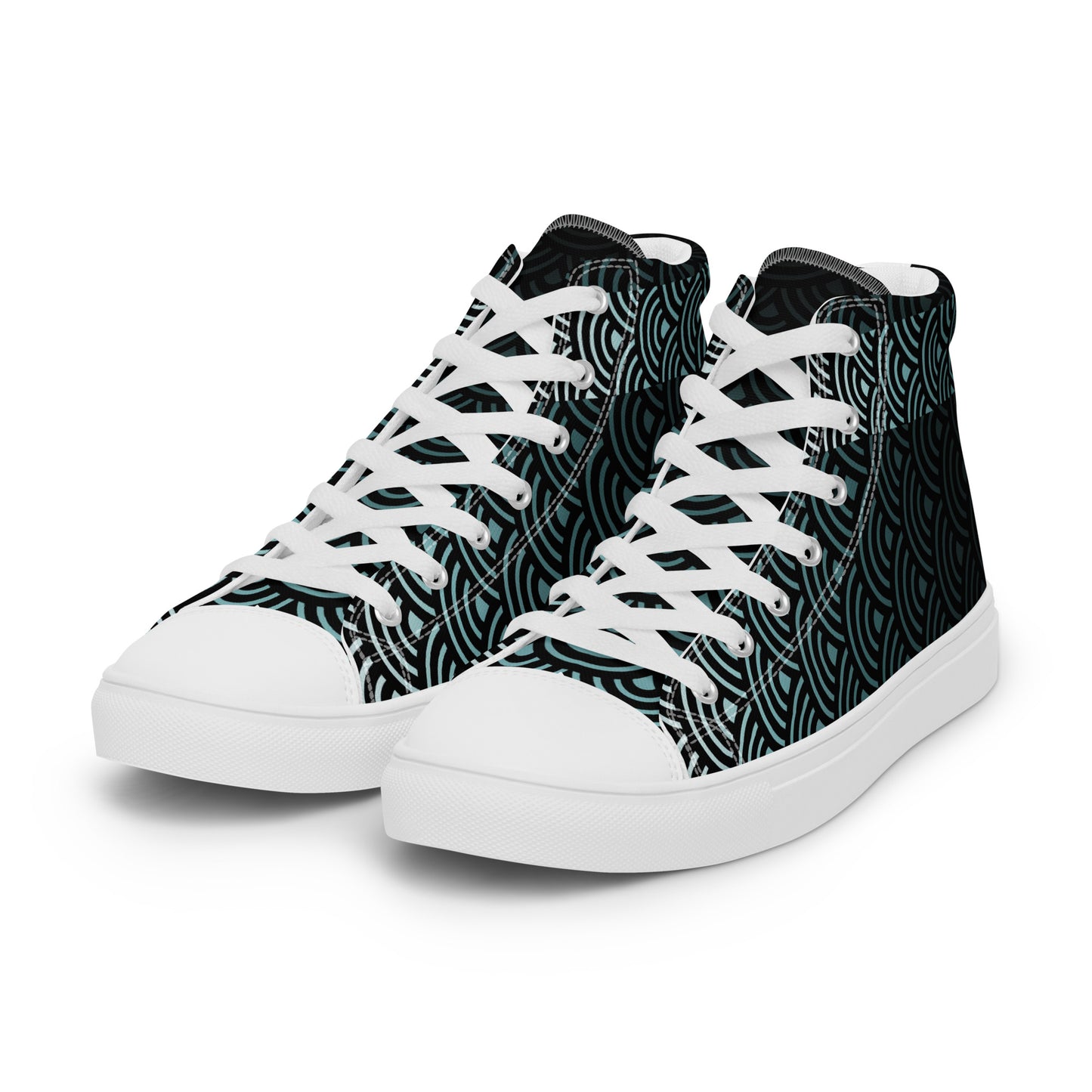 Mens High Top Canvas Shoes Japanese Waves River