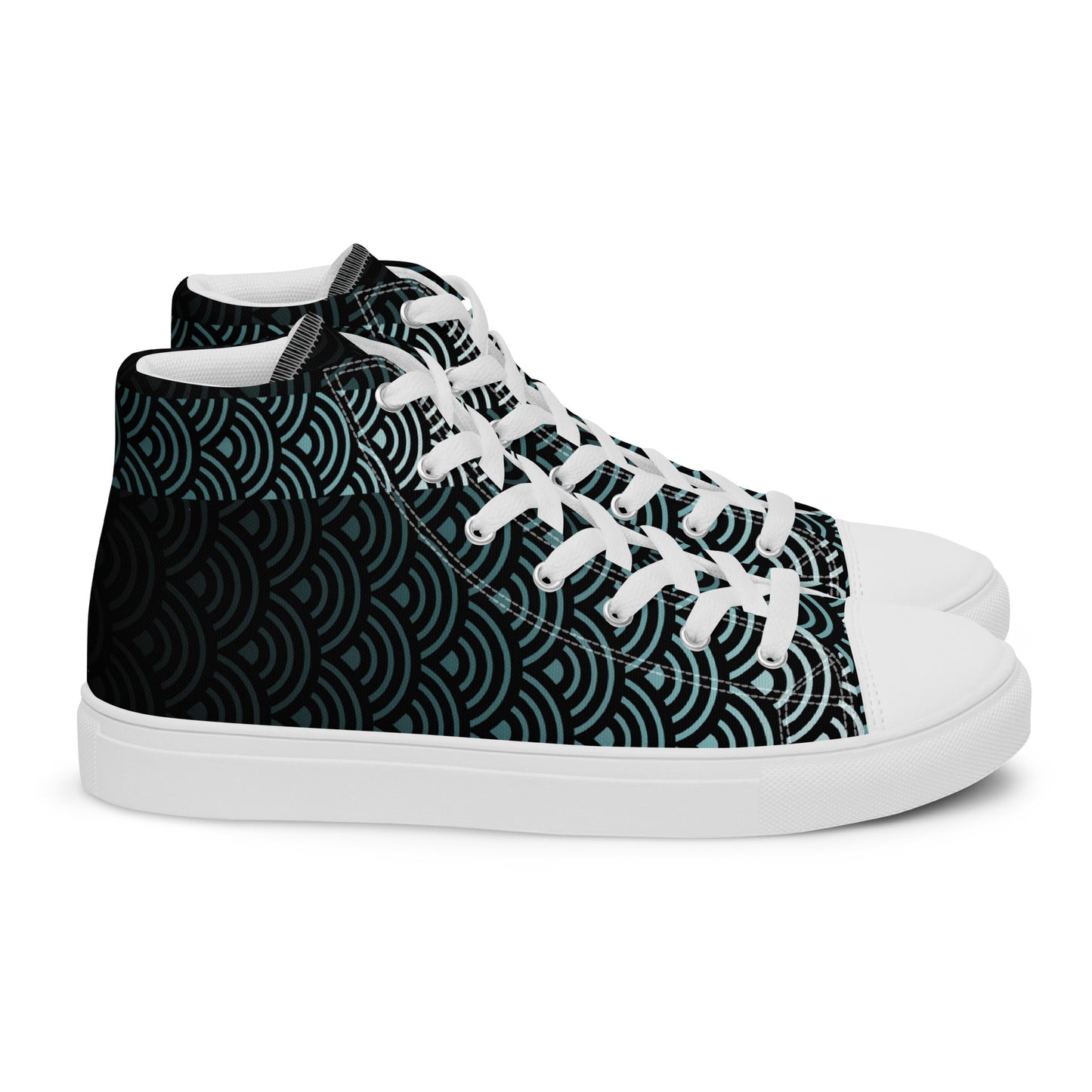 Mens High Top Canvas Shoes Japanese Waves River