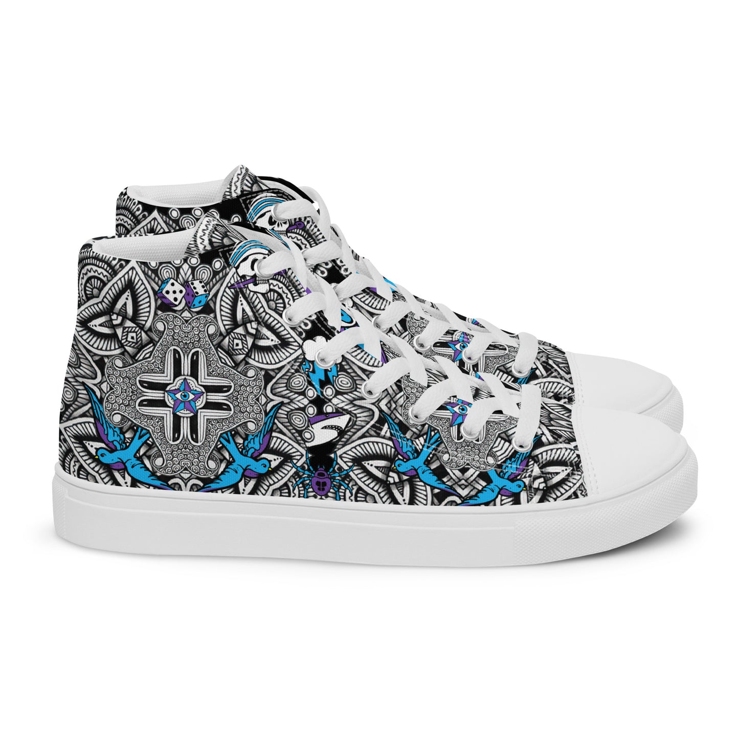 Mens High Top Canvas Shoes Tribal Punk