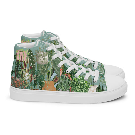 Mens High Top Canvas Shoes House Plant Lover