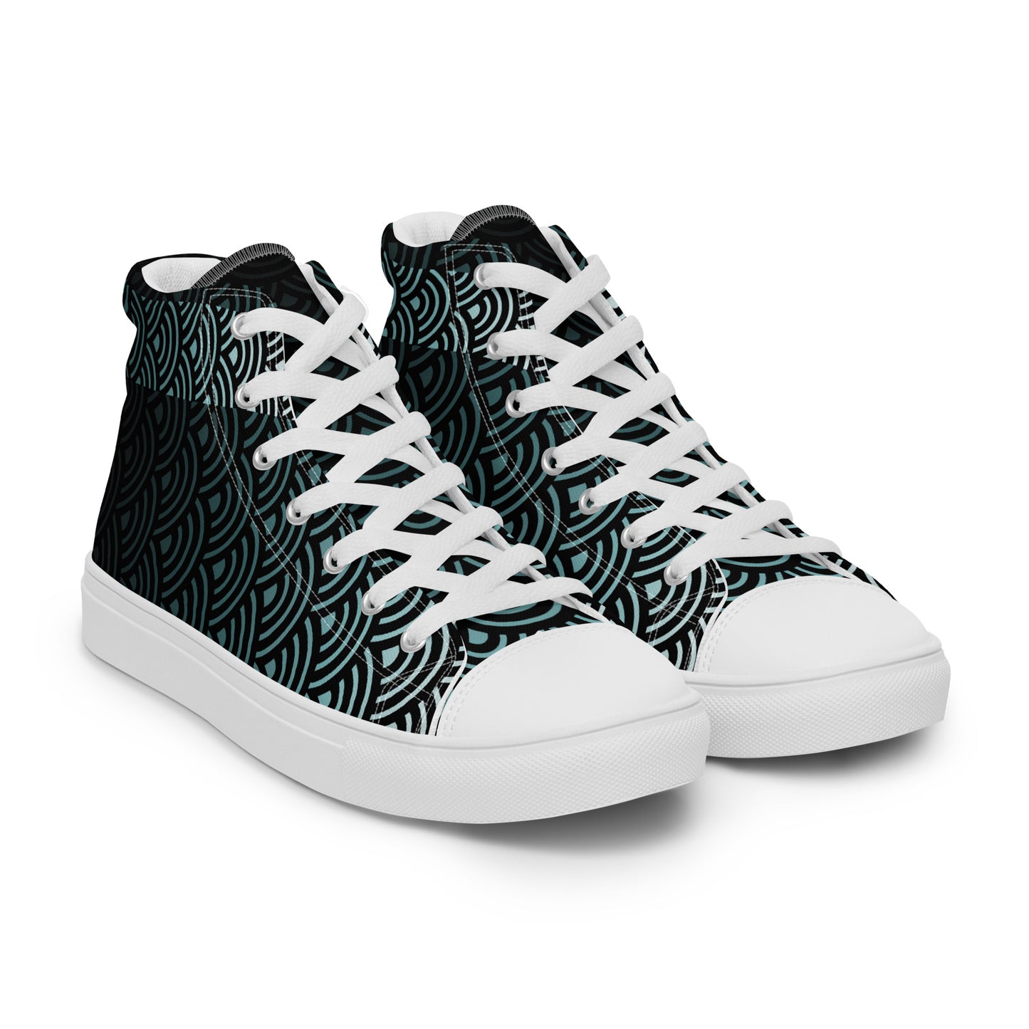 Mens High Top Canvas Shoes Japanese Waves River