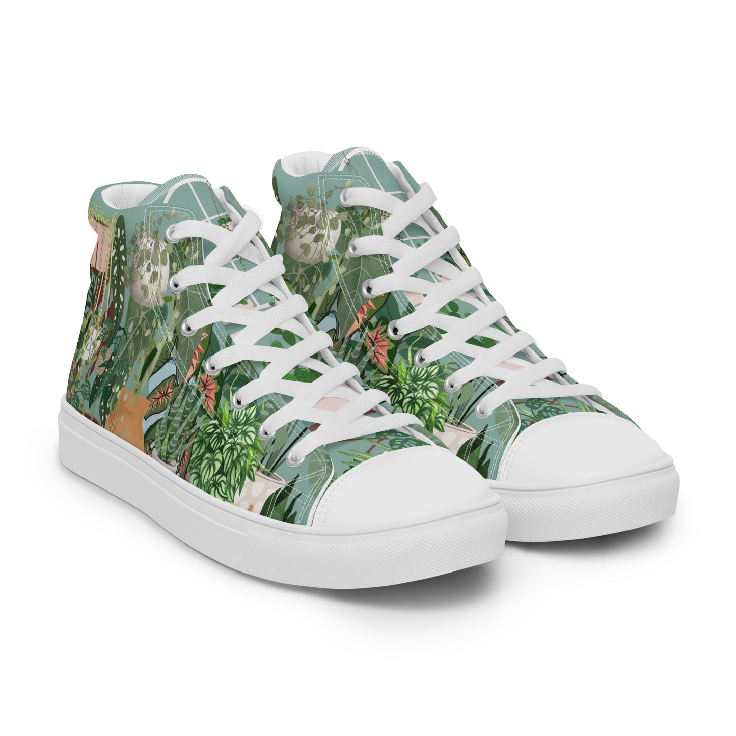 Mens High Top Canvas Shoes House Plant Lover