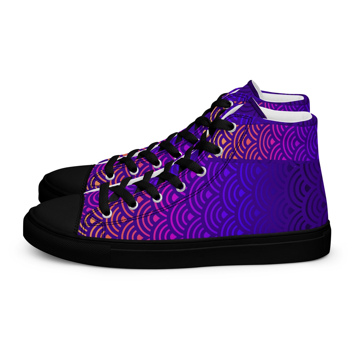 Ladies High Top Canvas Shoes Japanese Waves Mermaid Sunset