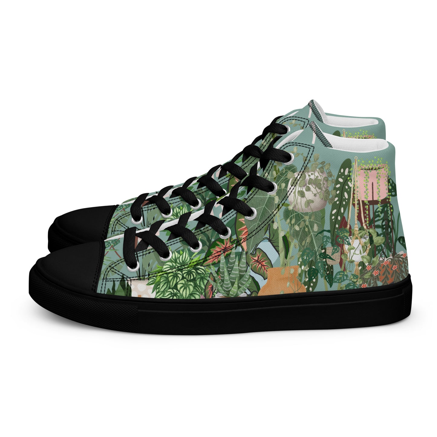 Ladies High Top Canvas Shoes House Plant Lover