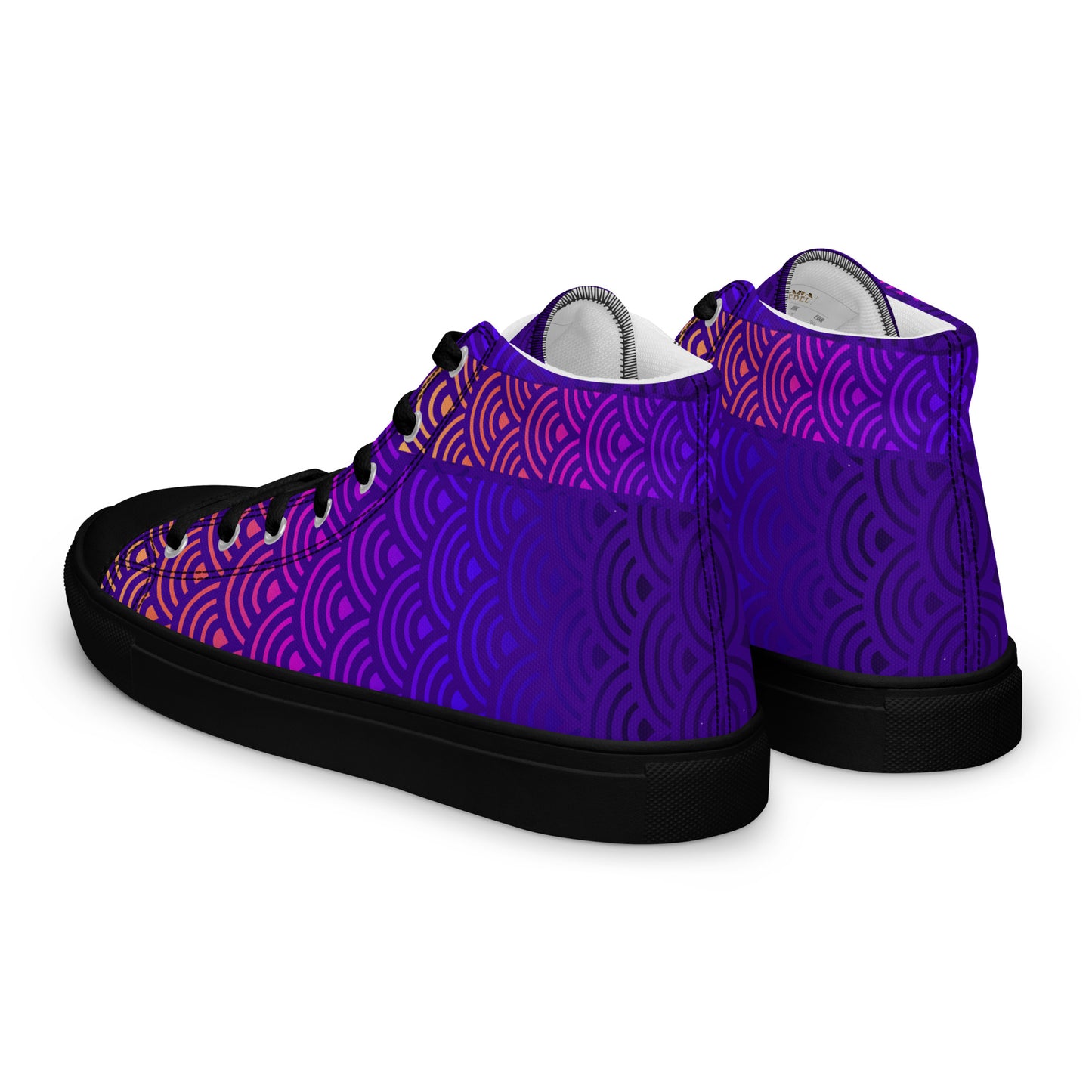 Ladies High Top Canvas Shoes Japanese Waves Mermaid Sunset