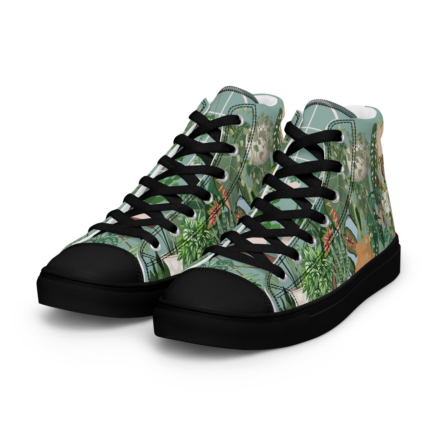 Ladies High Top Canvas Shoes House Plant Lover