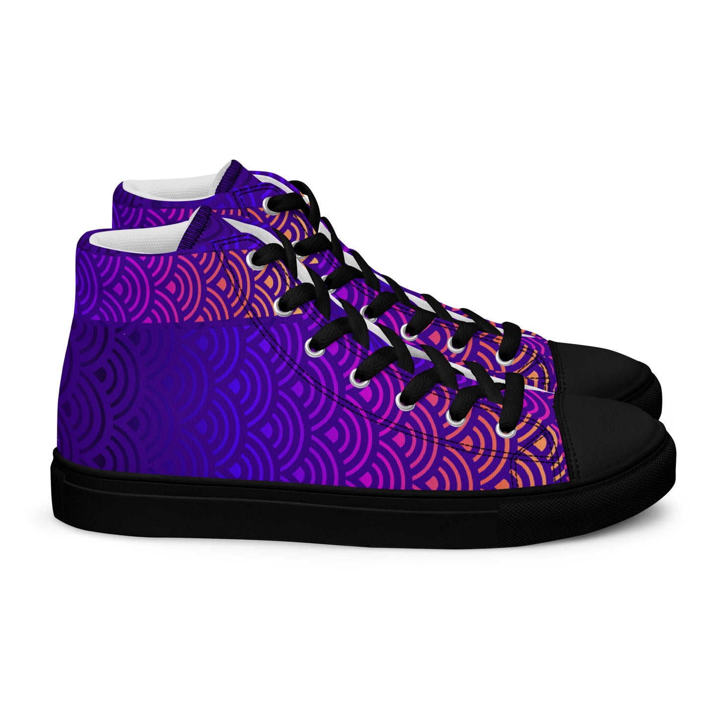 Ladies High Top Canvas Shoes Japanese Waves Mermaid Sunset