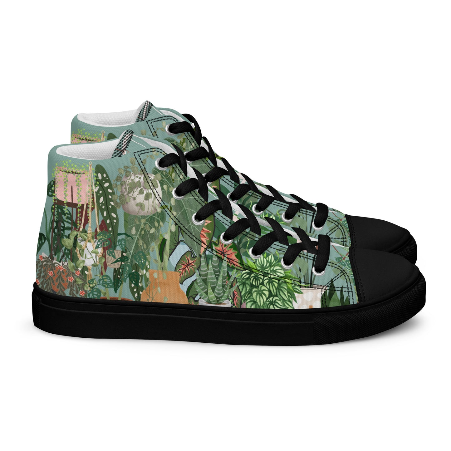 Ladies High Top Canvas Shoes House Plant Lover