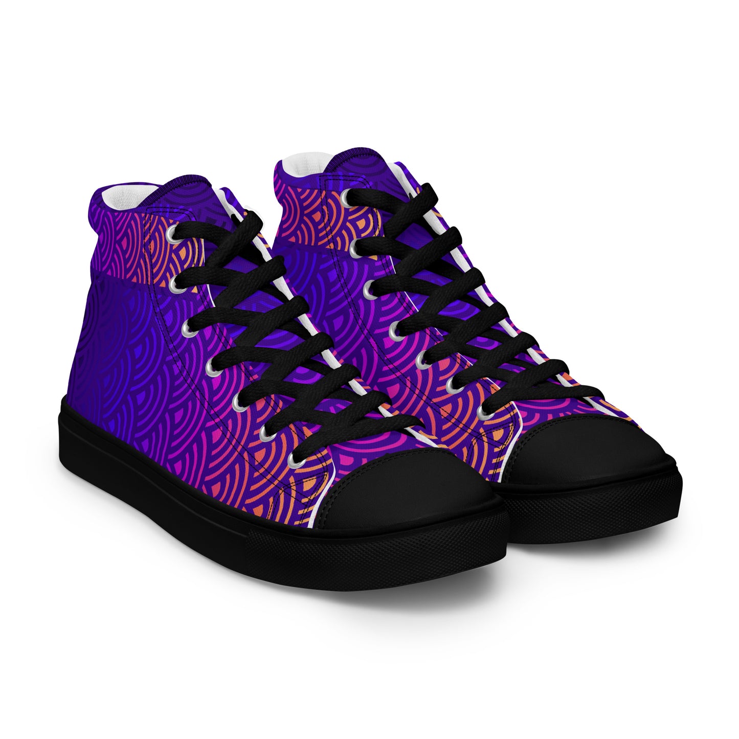 Ladies High Top Canvas Shoes Japanese Waves Mermaid Sunset