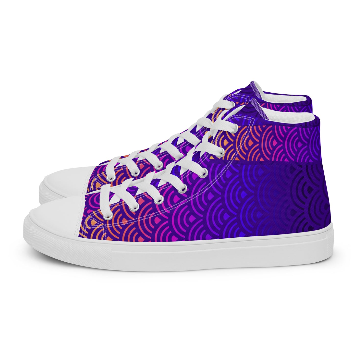 Ladies High Top Canvas Shoes Japanese Waves Mermaid Sunset