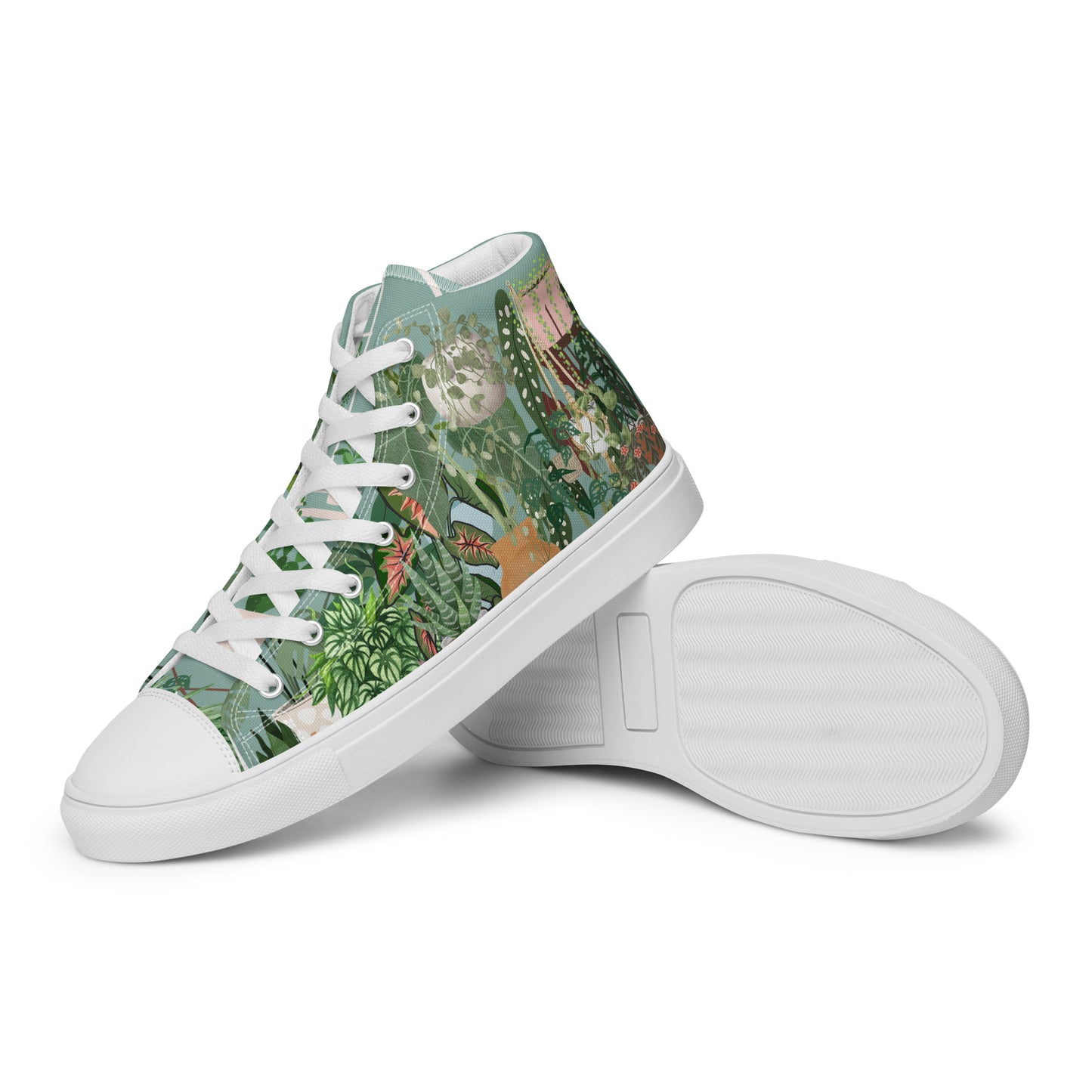 Ladies High Top Canvas Shoes House Plant Lover