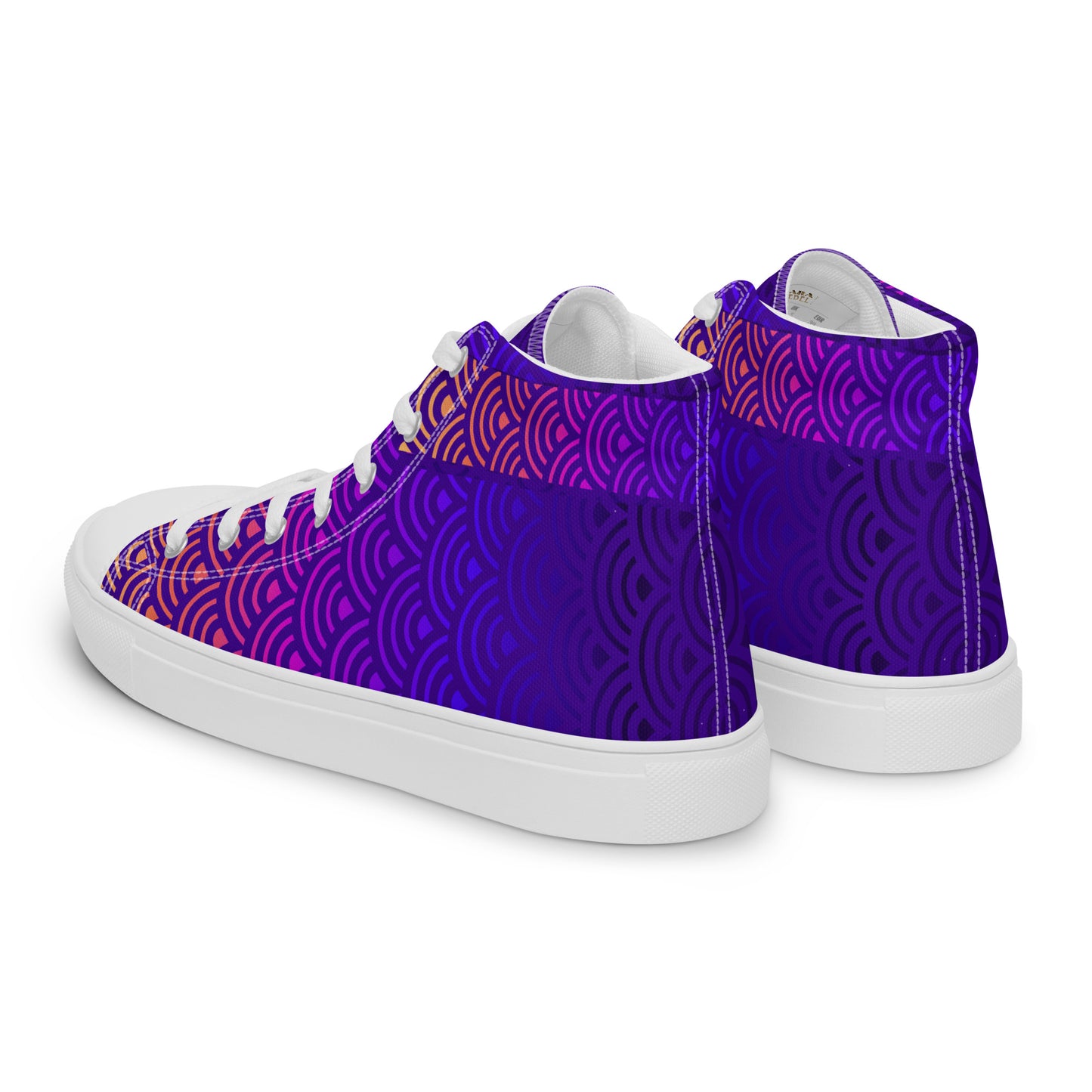 Ladies High Top Canvas Shoes Japanese Waves Mermaid Sunset