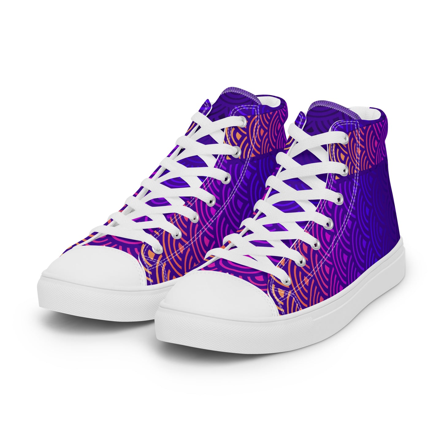 Ladies High Top Canvas Shoes Japanese Waves Mermaid Sunset