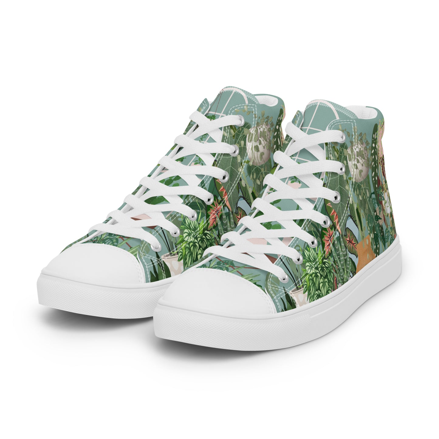 Ladies High Top Canvas Shoes House Plant Lover