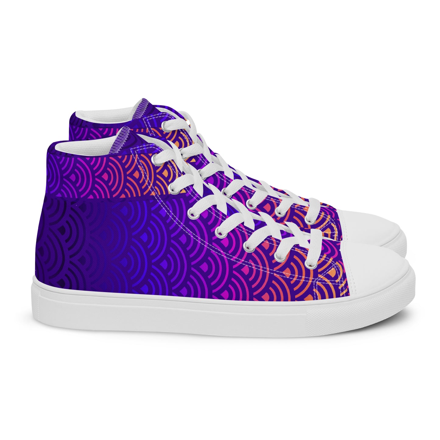 Ladies High Top Canvas Shoes Japanese Waves Mermaid Sunset