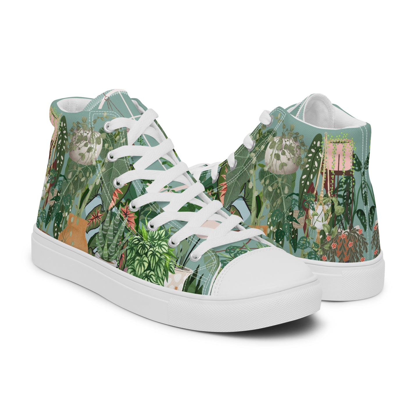 Ladies High Top Canvas Shoes House Plant Lover