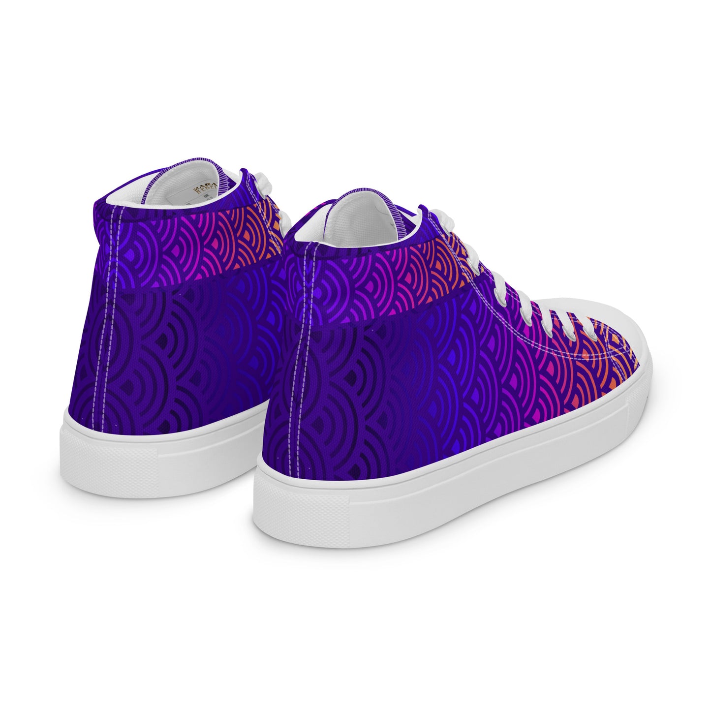 Ladies High Top Canvas Shoes Japanese Waves Mermaid Sunset