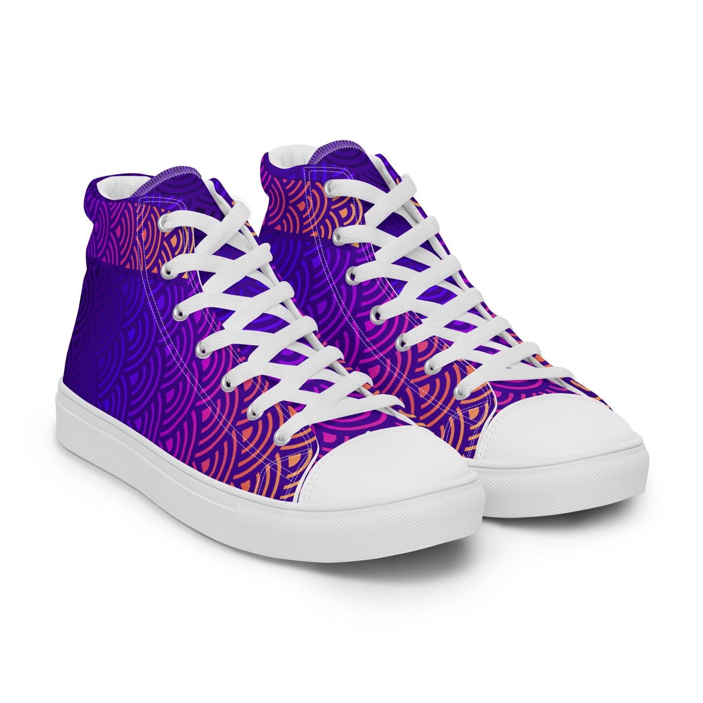 Ladies High Top Canvas Shoes Japanese Waves Mermaid Sunset