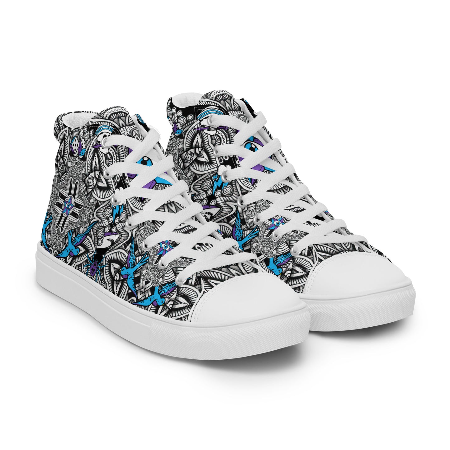 Ladies High Top Canvas Shoes Tribal Punk