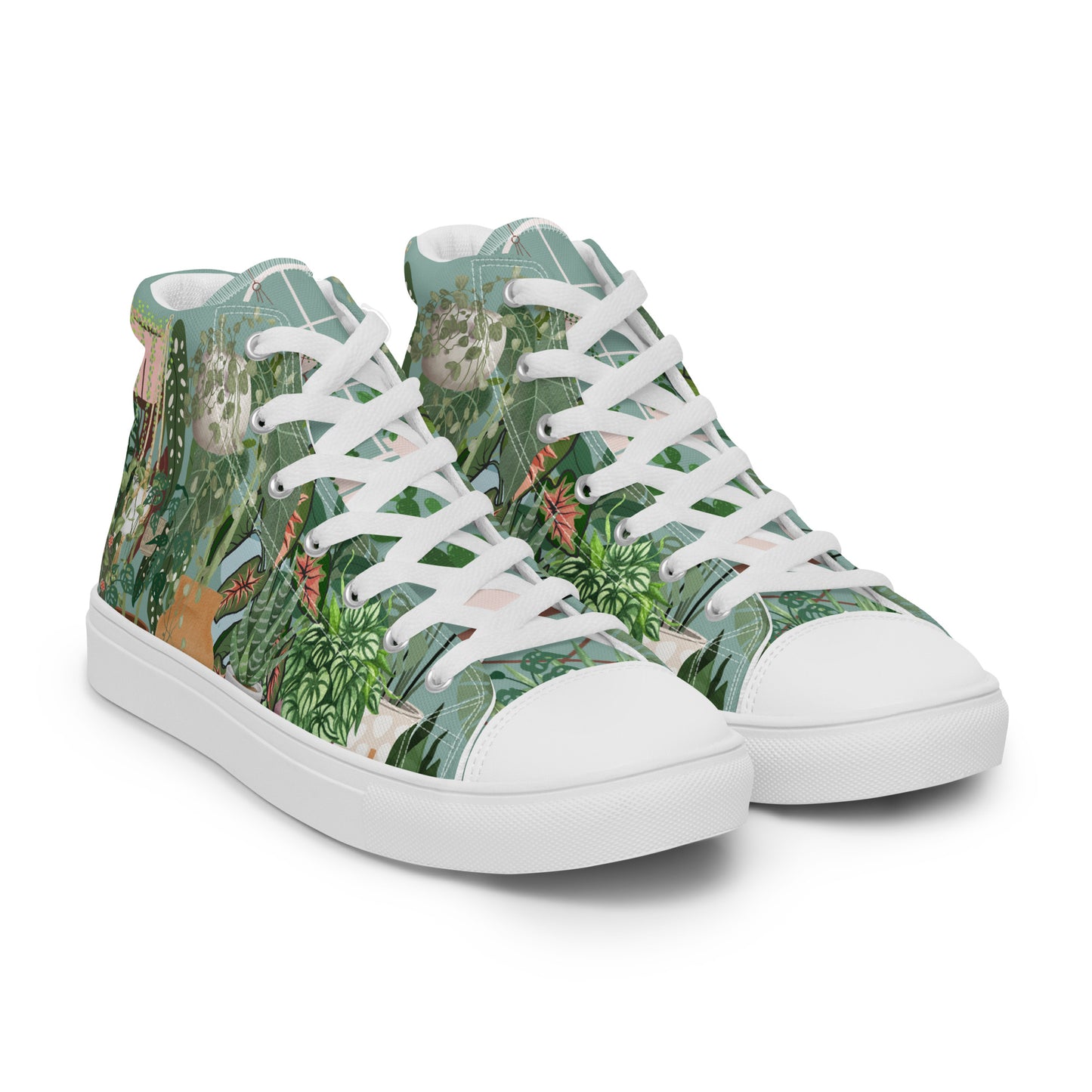 Ladies High Top Canvas Shoes House Plant Lover