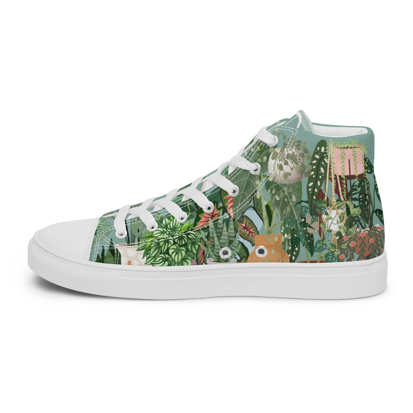 Ladies High Top Canvas Shoes House Plant Lover